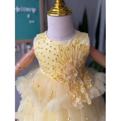 [0-2Y]PRINCESS BABY GOWN 860- WITH HEADBAND + SOCKS [67543]